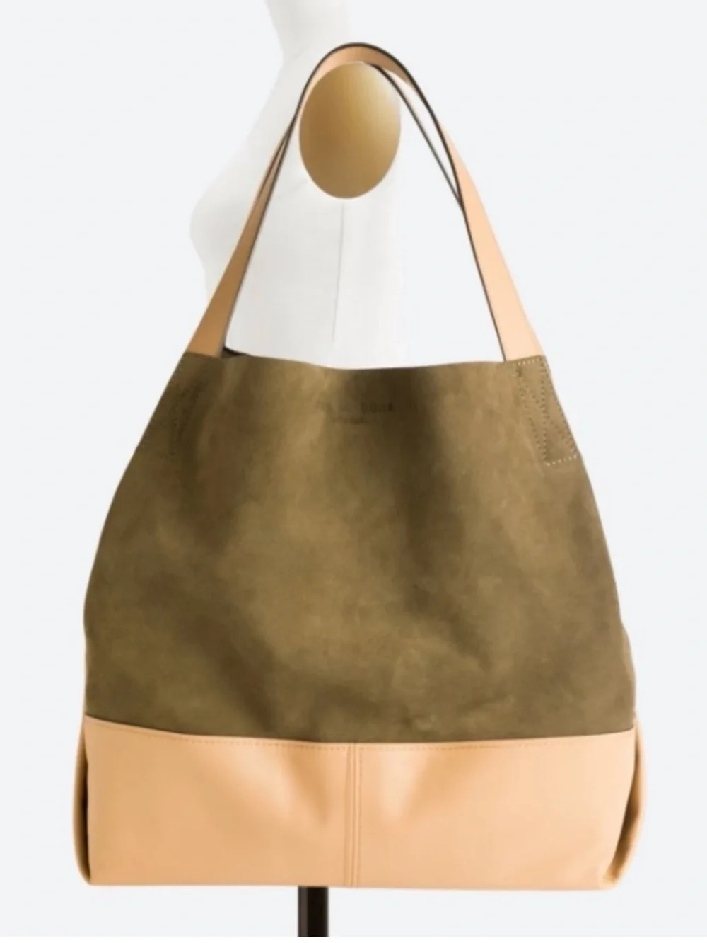 Rag & Bone Passenger Oversized Olive Green‎ and Taupe Suede Large Shoulder Bag